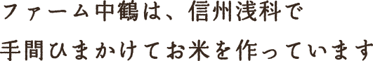 ファーム中鶴は、信州浅科で手間ひまをかけてお米を作っています